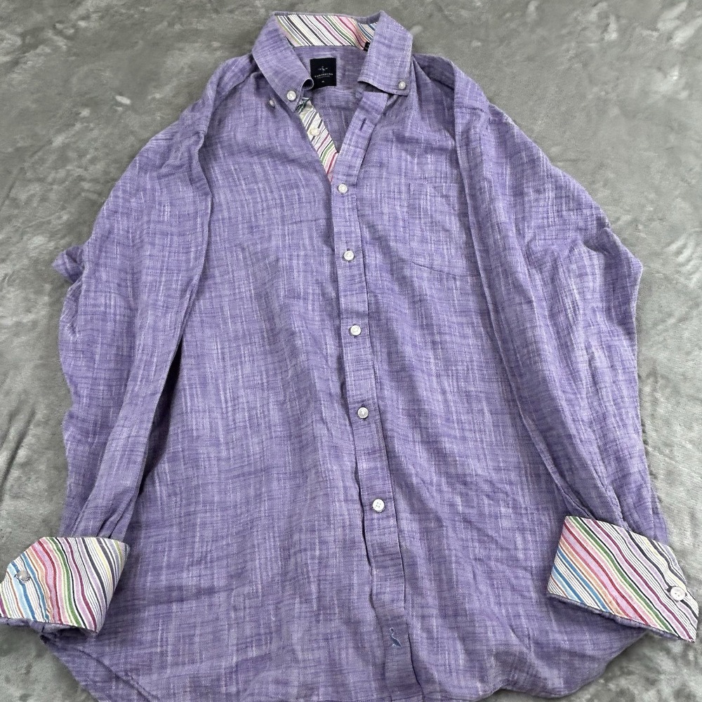 Tailorbyrd Collection Mens XL Purple Flip Cuff Long Sleeve Button Down